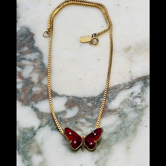 Nina Capri Jewelry Vintage Capri Enamel Flowers Butterfly Pendant